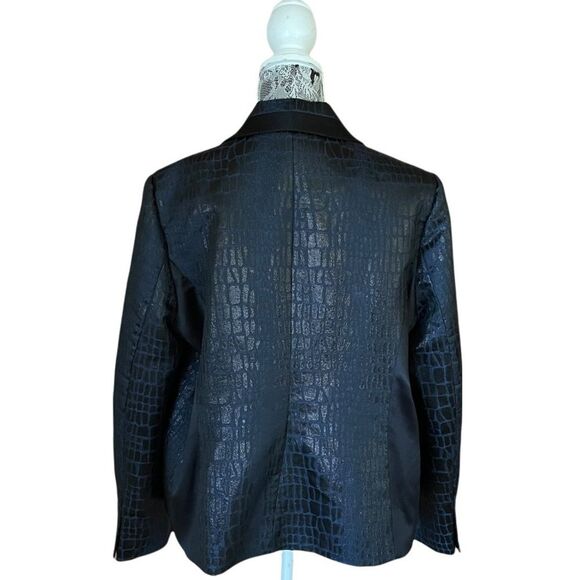 DIANE Von Furstenberg Ofelia Snake Print Metallic Blazer Blue & Black - Picture 3 of 11